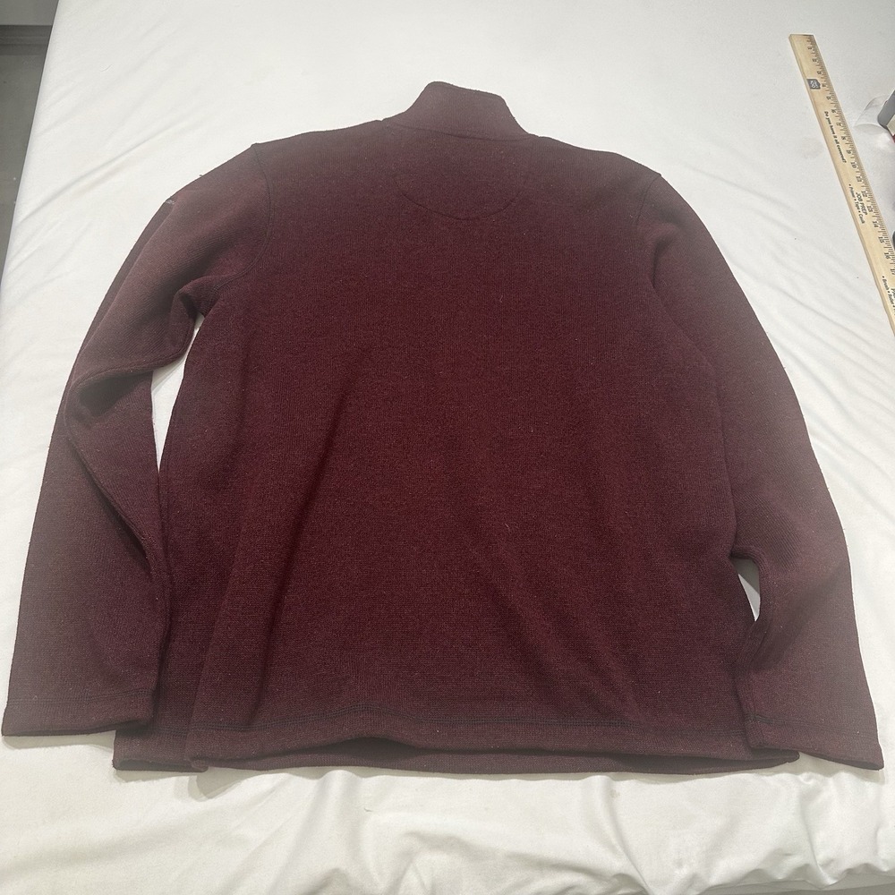 Eddie Bauer Mens Sweater Fleece 1/4 Zip Pullover‎ Sweatshirt Burgundy Red Sz XXL - Picture 2 of 10